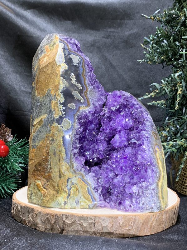 HỐC THẠCH ANH TÍM NHỎ – SMALL AMETHYST GEODE (TV507), KL: 1,42KG, KT: 14*10,5CM