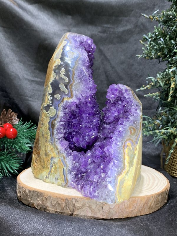 HỐC THẠCH ANH TÍM NHỎ – SMALL AMETHYST GEODE (TV507), KL: 1,42KG, KT: 14*10,5CM