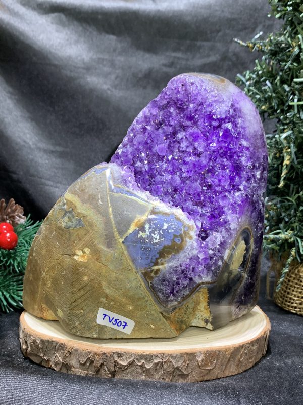 HỐC THẠCH ANH TÍM NHỎ – SMALL AMETHYST GEODE (TV507), KL: 1,42KG, KT: 14*10,5CM