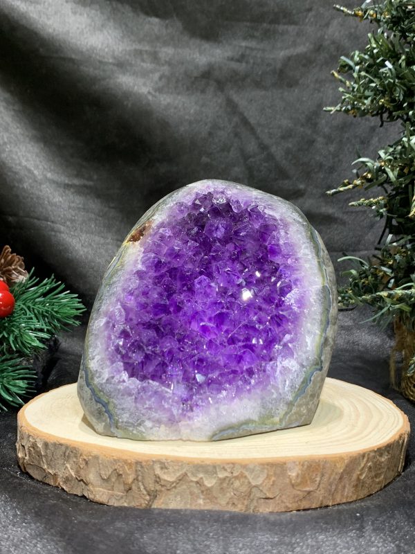 HỐC THẠCH ANH TÍM NHỎ – SMALL AMETHYST GEODE (TV486), KL: 0,66KG, KT: 11*9CM