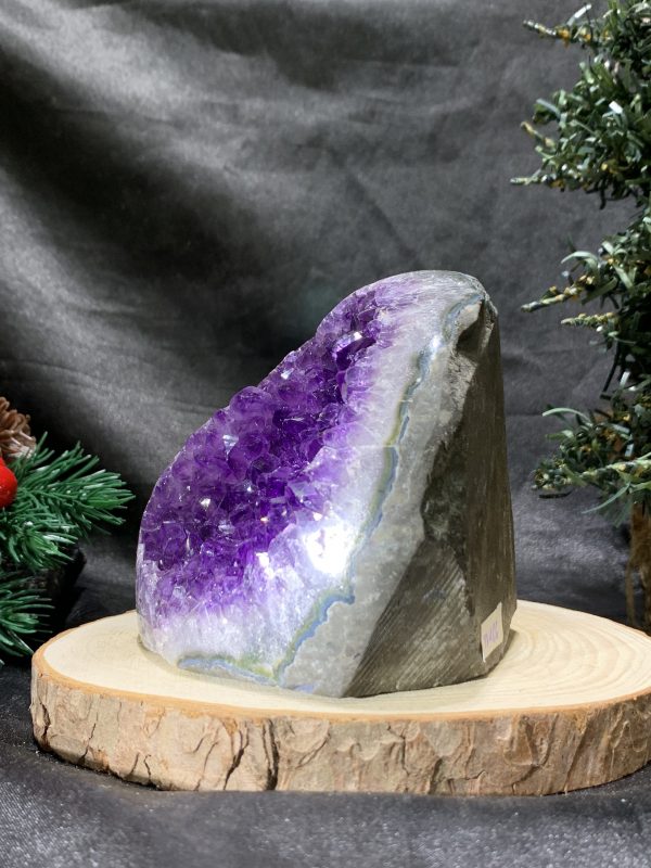 HỐC THẠCH ANH TÍM NHỎ – SMALL AMETHYST GEODE (TV486), KL: 0,66KG, KT: 11*9CM