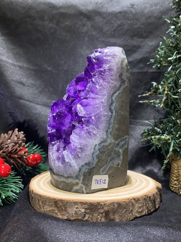 HỐC THẠCH ANH TÍM NHỎ – SMALL AMETHYST GEODE ( TV512), KL: 0,875KG, KT: 13*6,5CM