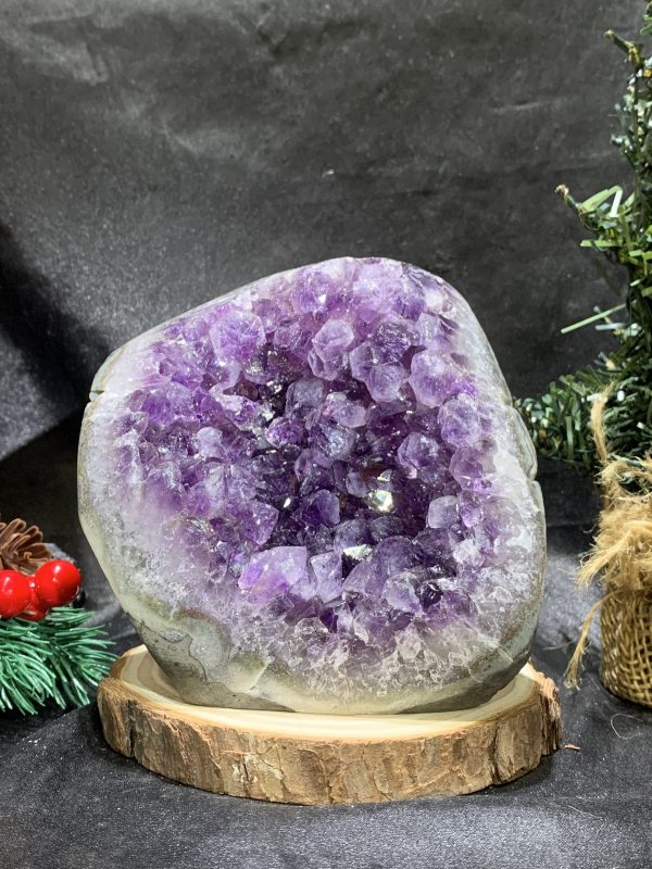 HỐC THẠCH ANH TÍM NHỎ – SMALL AMETHYST GEODE (TV491), KL: 1,24KG, KT: 12,5*10,5CM