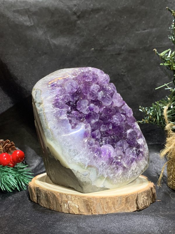 HỐC THẠCH ANH TÍM NHỎ – SMALL AMETHYST GEODE (TV491), KL: 1,24KG, KT: 12,5*10,5CM