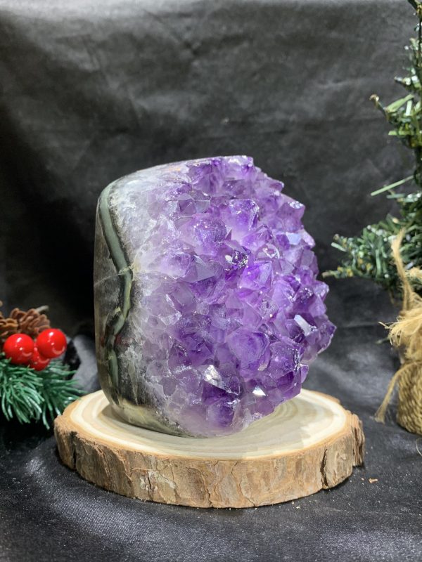 HỐC THẠCH ANH TÍM NHỎ – SMALL AMETHYST GEODE (TV490), KL: 1,075KG, KT: 11*8CM