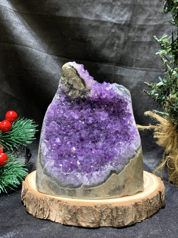 HỐC THẠCH ANH TÍM NHỎ – SMALL AMETHYST GEODE (TV504), KL: 0,95KG, KT: 10*8CM