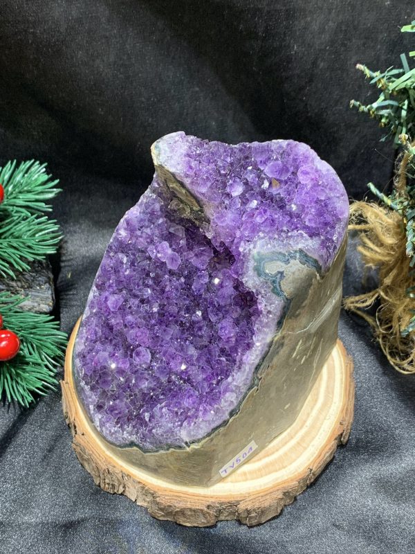 HỐC THẠCH ANH TÍM NHỎ – SMALL AMETHYST GEODE (TV504), KL: 0,95KG, KT: 10*8CM