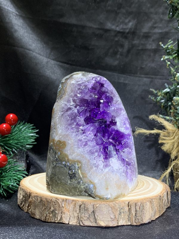 HỐC THẠCH ANH TÍM NHỎ – SMALL AMETHYST GEODE (TV481), KL: 0,715KG, KT: 13*7,5CM