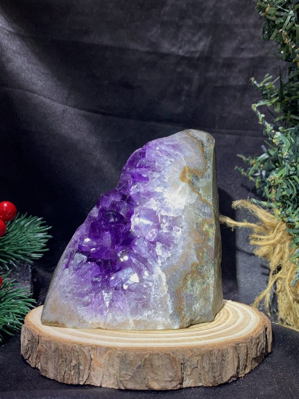 HỐC THẠCH ANH TÍM NHỎ – SMALL AMETHYST GEODE (TV481), KL: 0,715KG, KT: 13*7,5CM