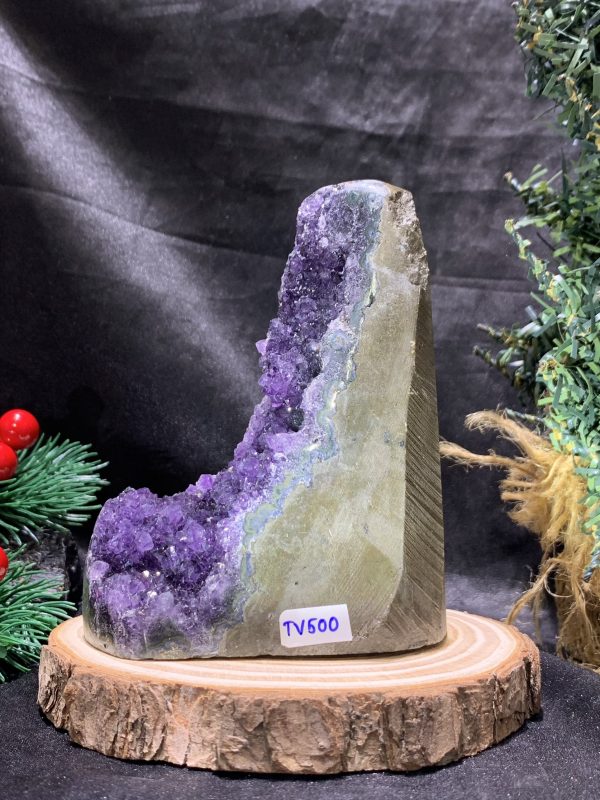 HỐC THẠCH ANH TÍM NHỎ – SMALL AMETHYST GEODE (TV500), KL: 0,435KG, KT: 12,5*5CM