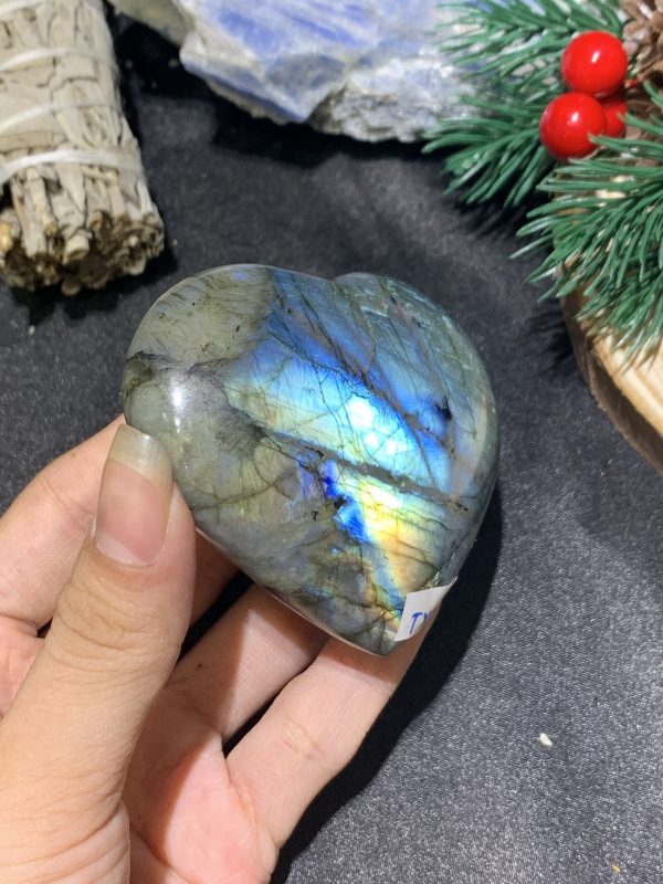 TRÁI TIM ĐÁ XÀ CỪ – Labradorite (TXC5) – KT: 6,3*7,02CM, KL: 0,172KG