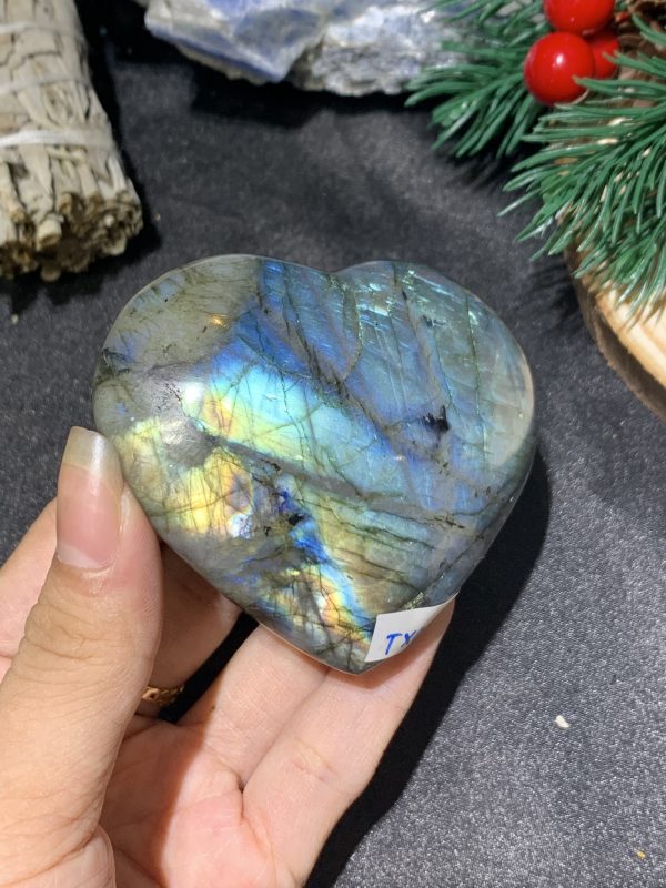 TRÁI TIM ĐÁ XÀ CỪ – Labradorite (TXC5) – KT: 6,3*7,02CM, KL: 0,172KG