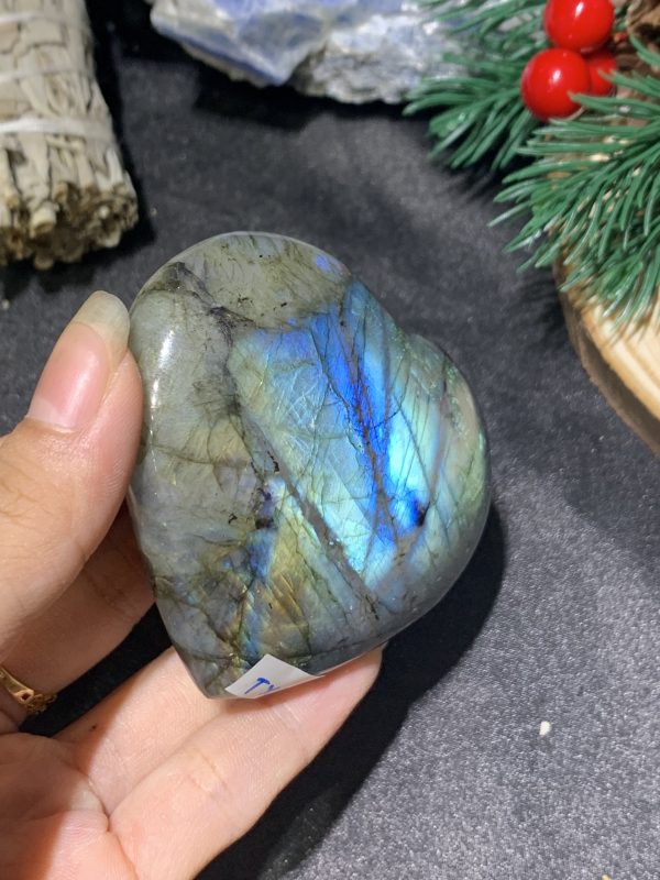 TRÁI TIM ĐÁ XÀ CỪ – Labradorite (TXC5) – KT: 6,3*7,02CM, KL: 0,172KG