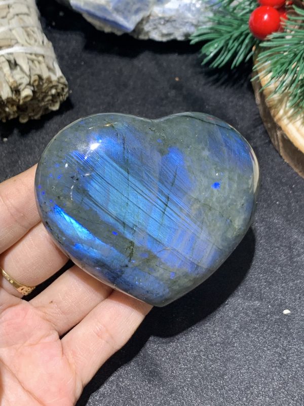 TRÁI TIM ĐÁ XÀ CỪ – Labradorite (TXC9) – KT: 6,17*7,11CM, KL: 0,174KG