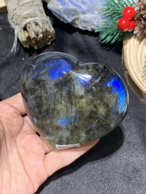 TRÁI TIM ĐÁ XÀ CỪ – Labradorite (TXC18) – KT: 7,16*8,13CM, KL: 0,28KG