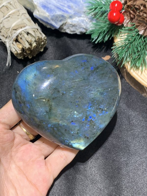 TRÁI TIM ĐÁ XÀ CỪ – Labradorite (TXC19) – KT: 7,33*8,47CM, KL: 0,296KG