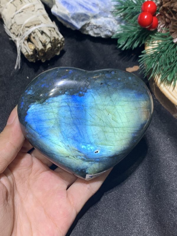 TRÁI TIM ĐÁ XÀ CỪ – Labradorite (TXC19) – KT: 7,33*8,47CM, KL: 0,296KG