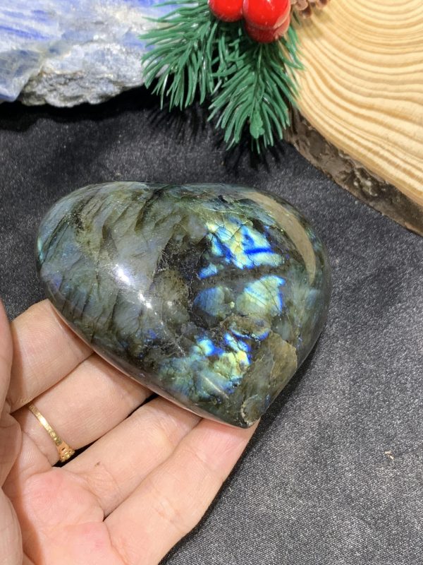 TRÁI TIM ĐÁ XÀ CỪ – Labradorite (TXC26) – KT: 6,66*7,68CM, KL: 0,208KG