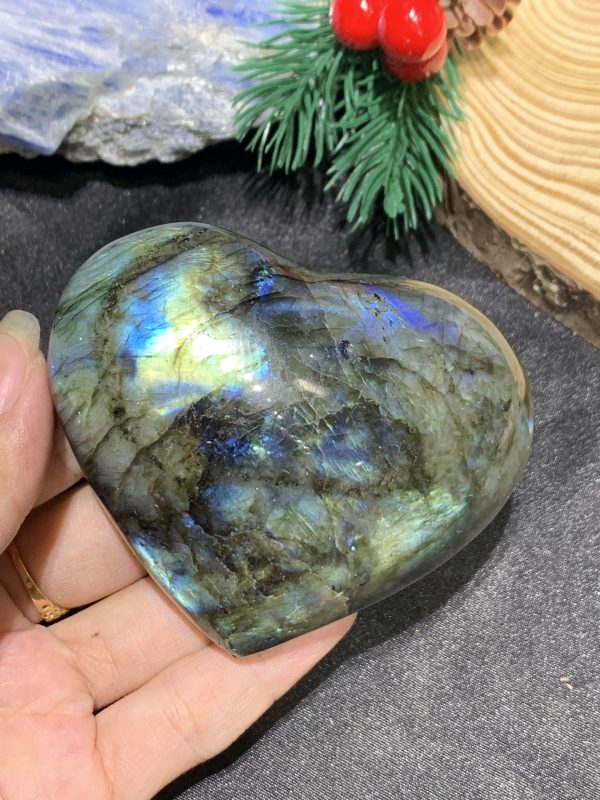 TRÁI TIM ĐÁ XÀ CỪ – Labradorite (TXC26) – KT: 6,66*7,68CM, KL: 0,208KG