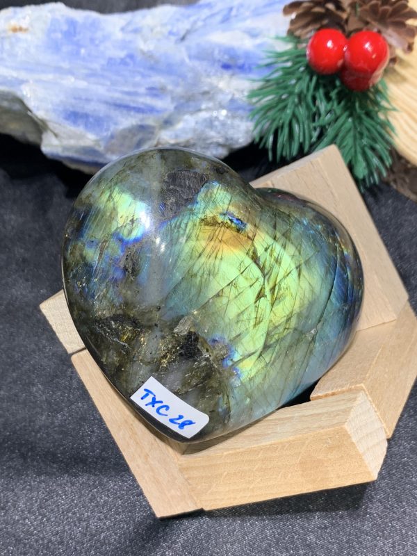 TRÁI TIM ĐÁ XÀ CỪ – Labradorite (TXC28) – KT: 6,5*7,58CM, KL: 0,234KG