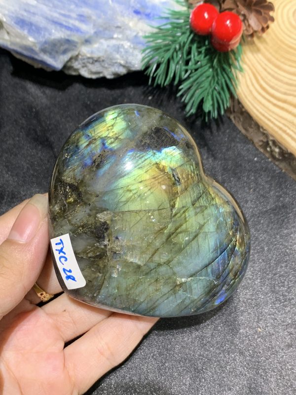 TRÁI TIM ĐÁ XÀ CỪ – Labradorite (TXC28) – KT: 6,5*7,58CM, KL: 0,234KG