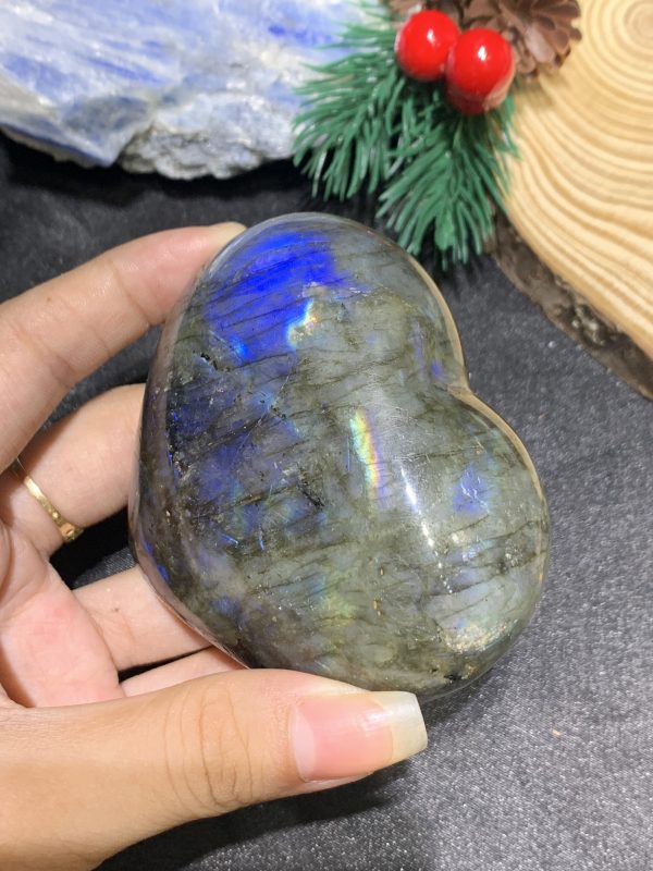 TRÁI TIM ĐÁ XÀ CỪ – Labradorite (TXC28) – KT: 6,5*7,58CM, KL: 0,234KG