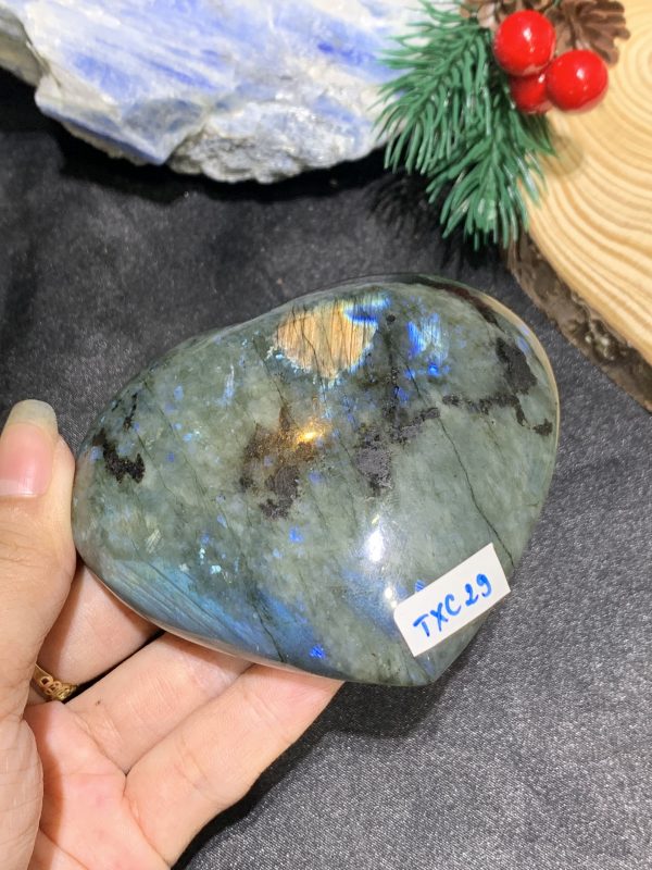 TRÁI TIM ĐÁ XÀ CỪ – Labradorite (TXC29) – KT: 7,25*8,24CM, KL: 0,22KG