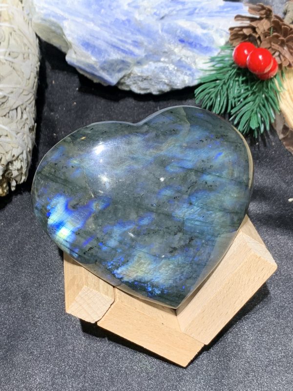 TRÁI TIM ĐÁ XÀ CỪ – Labradorite (TXC31) – KT: 8,21*9,14CM, KL:0,36KG