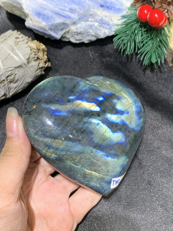 TRÁI TIM ĐÁ XÀ CỪ – Labradorite (TXC31) – KT: 8,21*9,14CM, KL:0,36KG