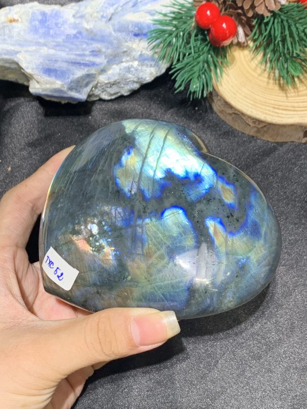 TRÁI TIM ĐÁ XÀ CỪ – Labradorite (TXC52) – KT: 11,3*9CM, KL: 0,675KG