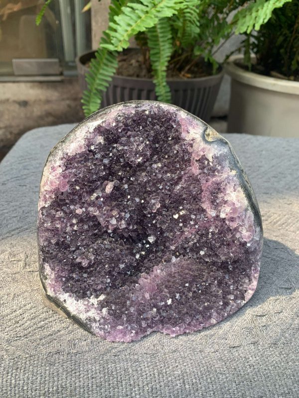 HỐC THẠCH ANH TÍM NHỎ – SMALL AMETHYST GEODE (TV523), KL: 1,546KG, KT: 12*15CM