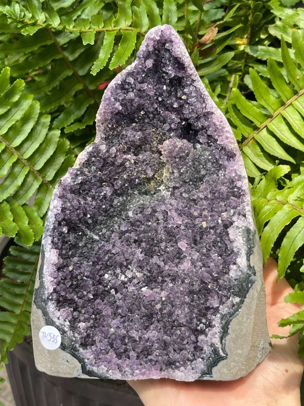 HỐC THẠCH ANH TÍM NHỎ – SMALL AMETHYST GEODE (TV535), KL: 1,392KG, KT: 16*10CM